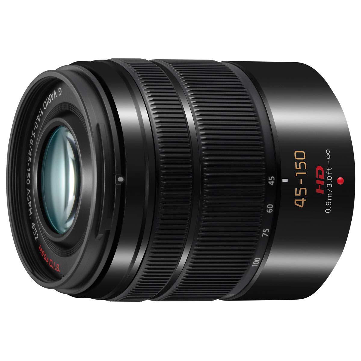 Panasonic LUMIX H-FS45150 - Objetivo Tele Zoom para cámaras de montura M4/3 (Focal 45-150 mm, F4-F5.6, tamaño filtro 52 mm, lentes asféricas, MEGA O.I.S), negro