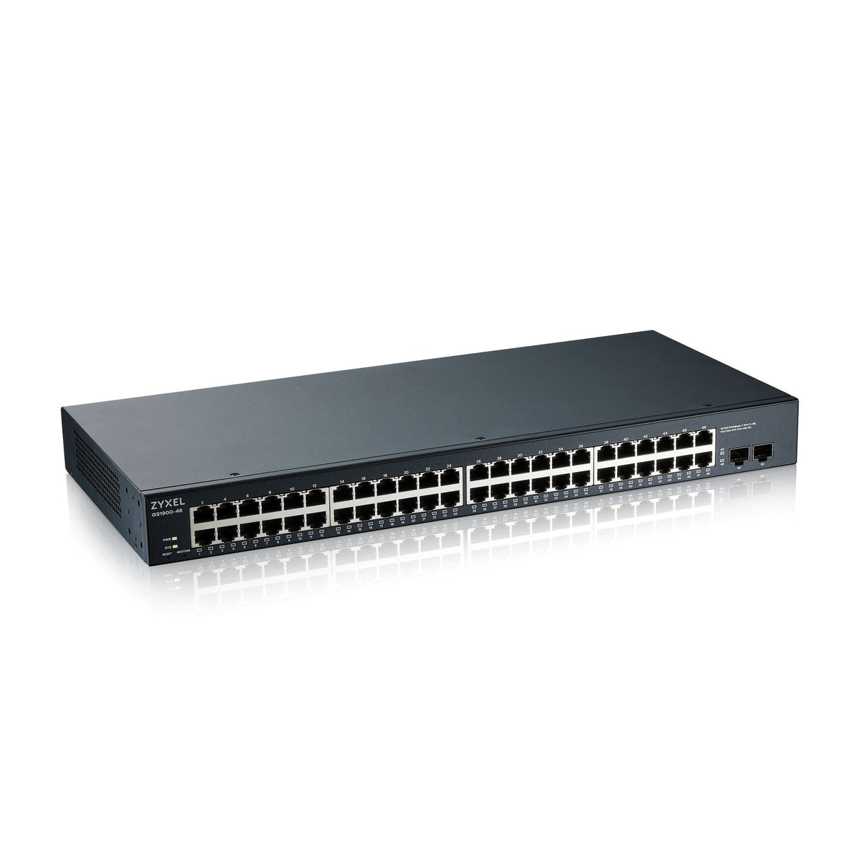 Zyxel Switch Gigabit de 48 Puertos | Gestión Inteligente | Montaje en Rack con 2 Puertos SFO | VLAN, IGMP, QoS | Garantía de por Vida [GS1900-48]