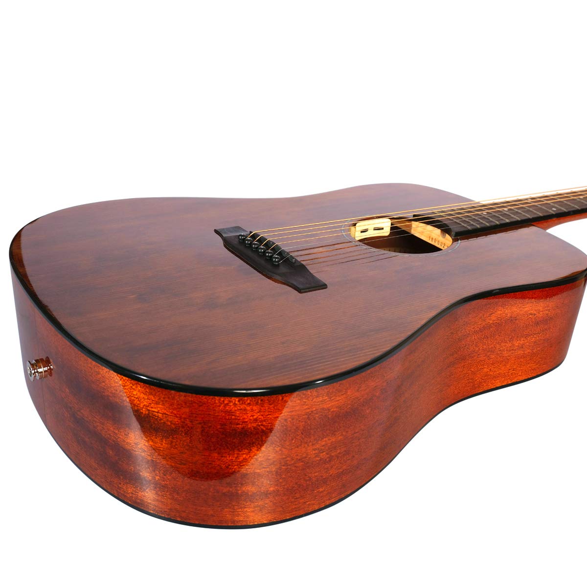 Tyma-D3E-RS - Guitarra de cuerdas de acero con pastilla integrada y diapasón de palisandro, incluye funda