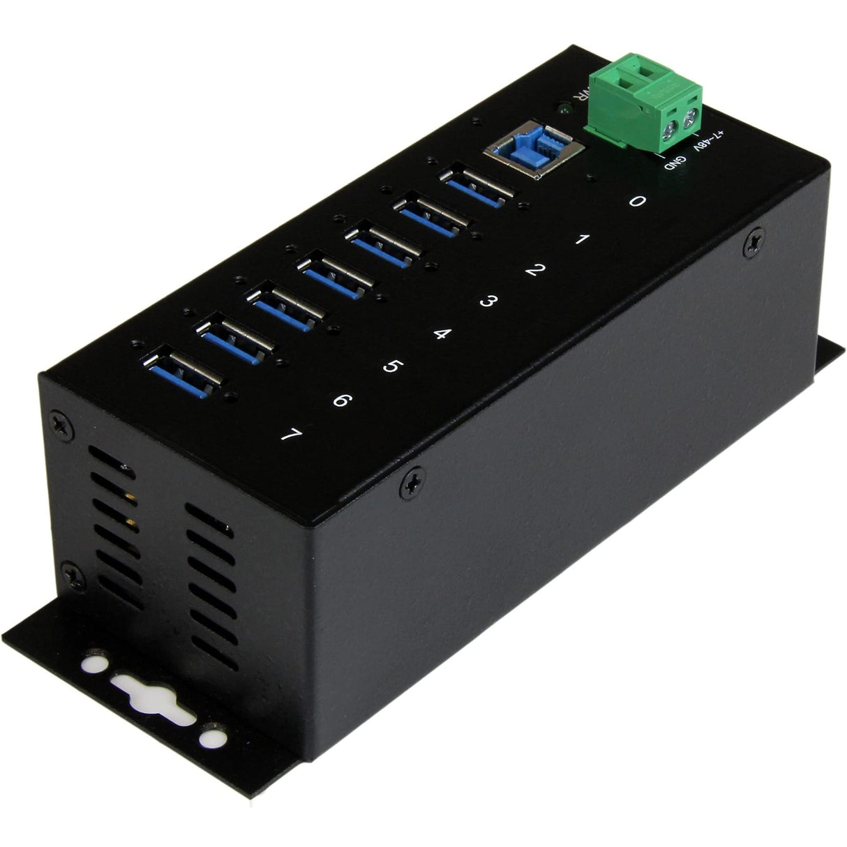 StarTech.com ST7300USBME - Hub ladrón USB 3.0 de 7 Puertos Industrial con Fuente de alimentación, Negro