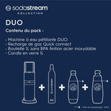 Sodastream Duo - Máquina de agua con gas y soda para jarra de cristal | Pack 1 jarra de cristal 1L + 1 botella 1L acabado acero inoxidable lavavajillas + 1 recarga de gas de 60 L para Clipser, color