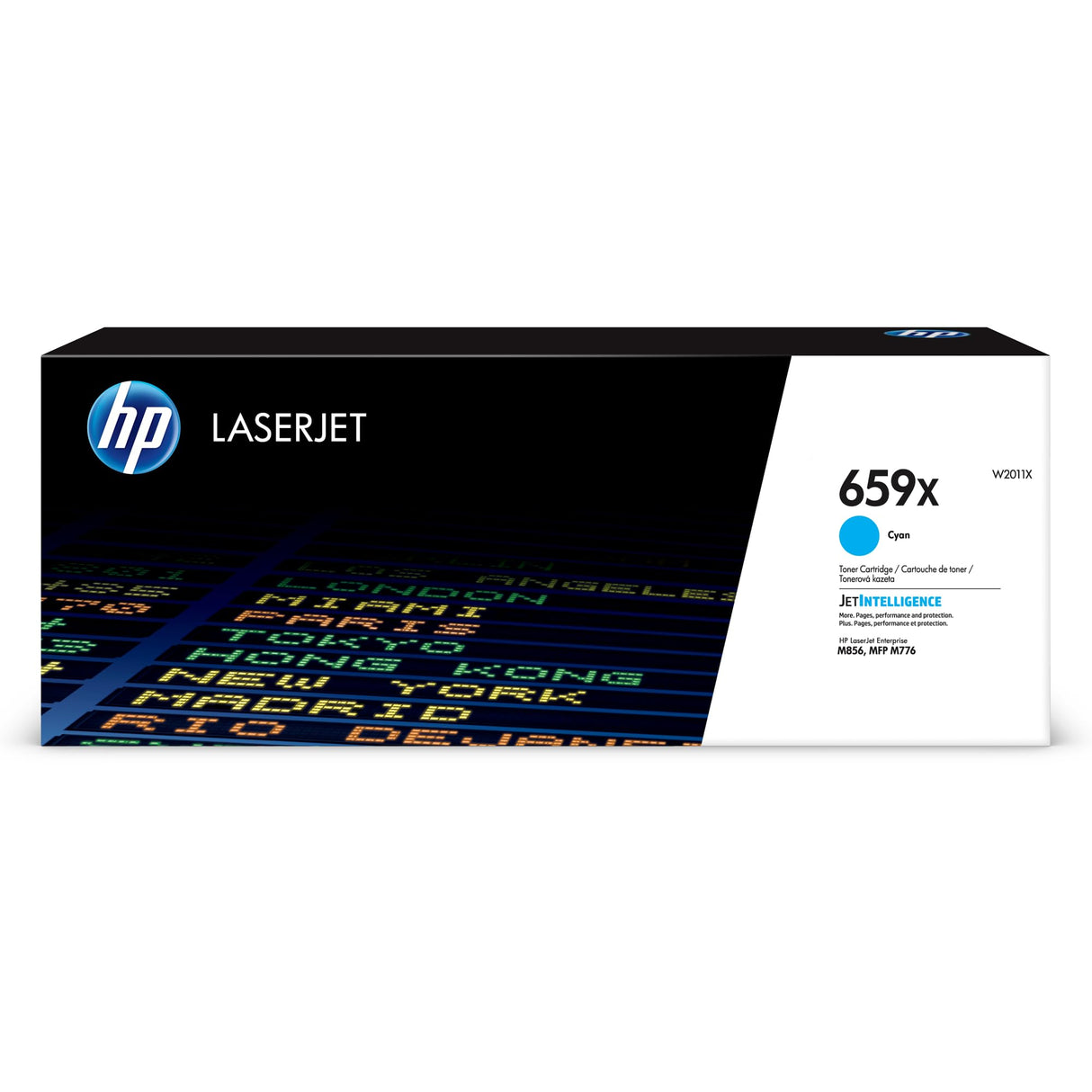HP 659X W2011X, Cian, Cartucho Tóner de Alta Capacidad Original, de 29.000 páginas, para impresoras HP Color LaserJet Enterprise M856dn, MFP M776dn y HP Color LaserJet Enterprise Flow MFP M776z