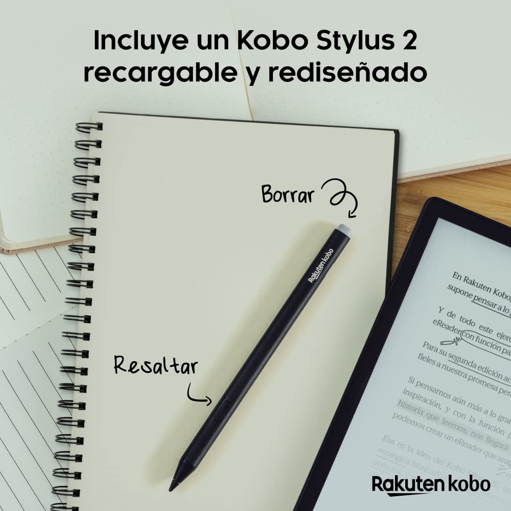 Kobo Elipsa 2E | eReader | Pantalla táctil antirreflejos de 10,3” con ComfortLight Pro | Incluye Kobo Stylus 2 | Brillo Ajustable | Wi-Fi | Tecnología Carta E Ink | 32 GB