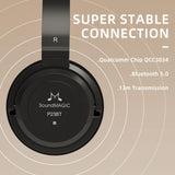 SoundMAGIC P23BT Auriculares Bluetooth con cancelación de ruido CVC, sonido HiFi, conexión de señal estable, tiempo de reproducción prolongado, cable extraíble, para juegos, color negro