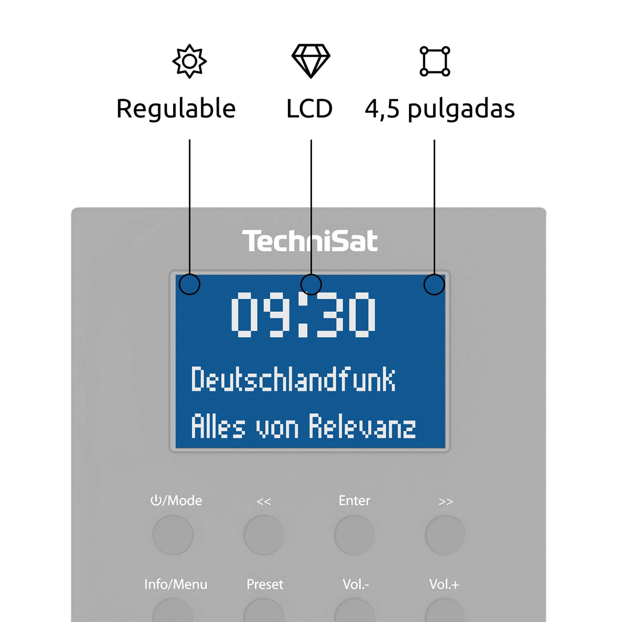 TechniSat DIGITRADIO UP 1 - Radio Dab+ Empotrable para su Instalación en Enchufes Dobles (Dab, FM, Bluetooth, Pantalla LCD Regulable, Despertador, Temporizador para Dormir, 2 Vatios RMS) Negro
