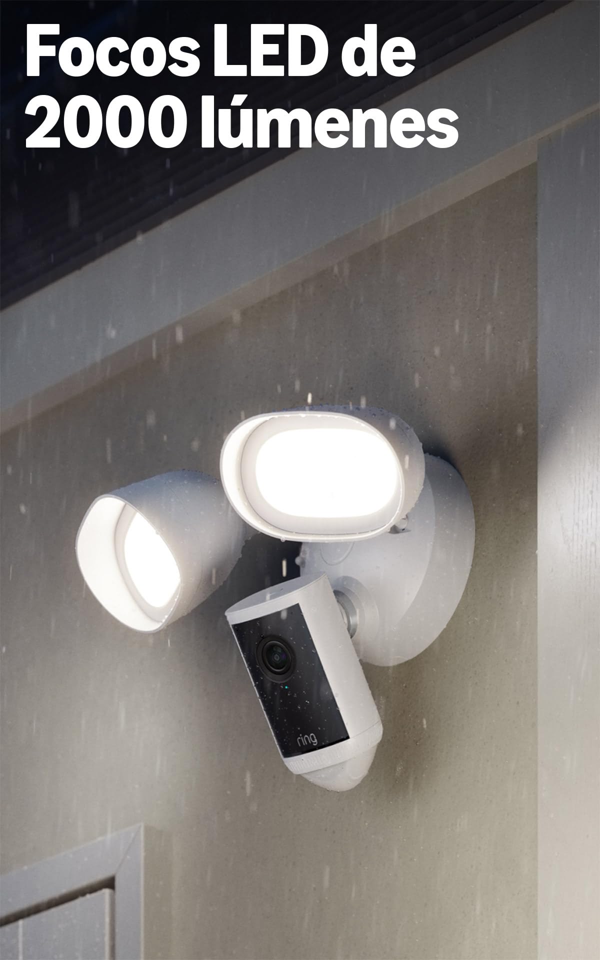 Ring Cámara Pro con focos (Floodlight Cam Pro, última generación) | Cámara de seguridad exterior | Retinal 4K, Zoom 10x, focos de 2000 lúmenes | Prueba gratuita de 30 días del plan de suscripción Ring