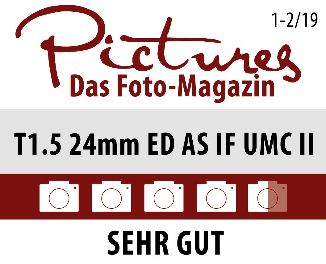 Samyang F1312809101 - Objetivo para vídeo VDSLR para Micro Cuatro Tercios (Distancia Focal Fija 24mm, Apertura T1.5-22 ED AS IF UMC II, diámetro Filtro: 77mm), Negro