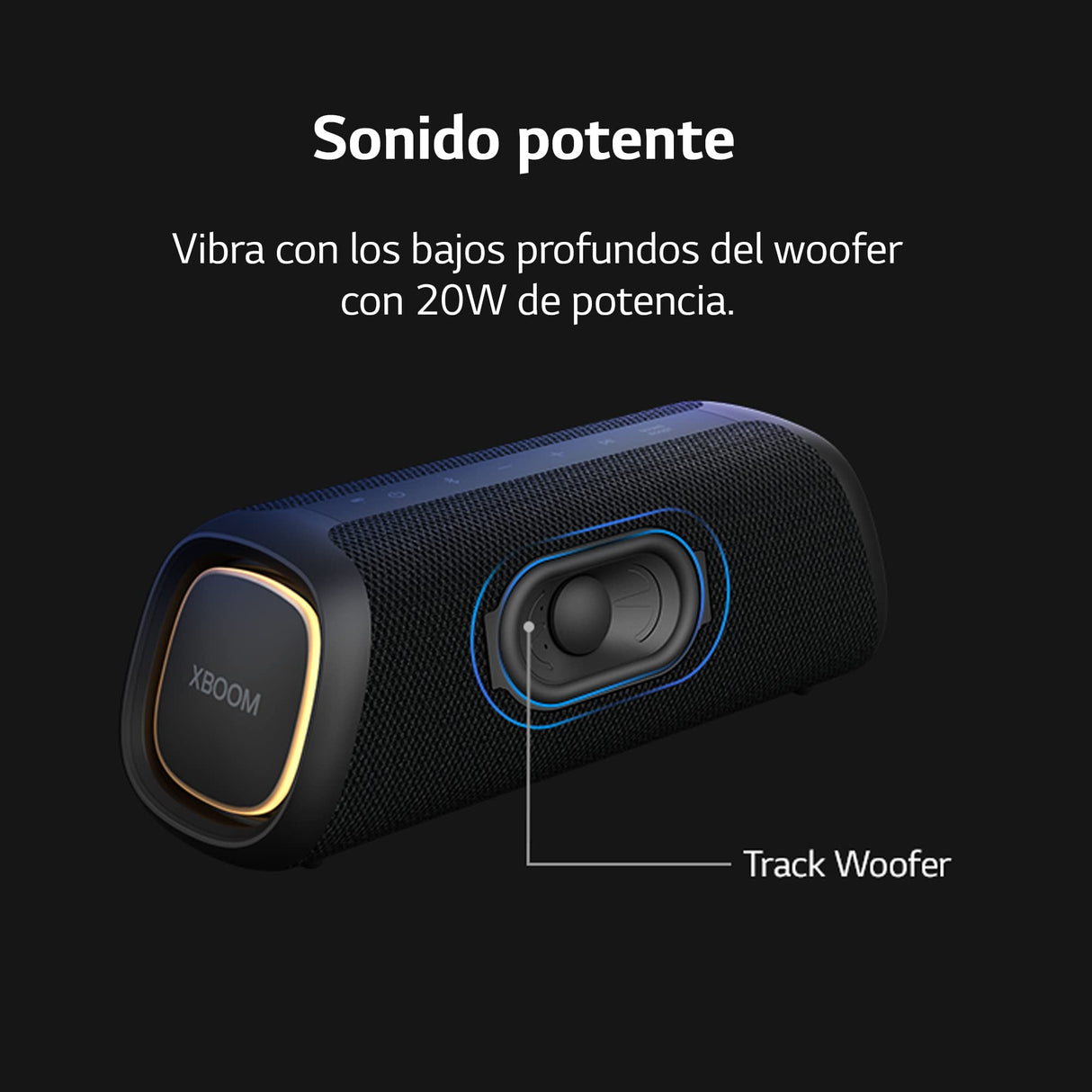 LG XBOOM Go XG5QBK - Altavoz Inalámbrico, Bluetooth, 20W, Sonido Sound Boost, Resistente al Agua IP67, Autonomía 18h, Color de Luces LED Variable, Amplia Conectividad, Color Negro