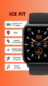 Ice-Watch - ICE fit 1.0 Black AMOLED - Reloj conectado negro con correa de silicona - 024104 (1.78 pulgadas)