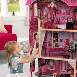 KidKraft Casa de muñecas de Madera Amelia para muñecas de 30 cm con Muebles y Accesorios, Casita de Juguete con Ascensor y balcón, 3 Niveles de Juego, Juguetes niños y niñas Desde 3 años (65093)