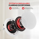 Pyle Altavoces empotrables, Bluetooth,Techo, Pared, 6.5”, 200W, 2 vias, Parrillas Redondas y cuadradas Intercambiables, Estereo