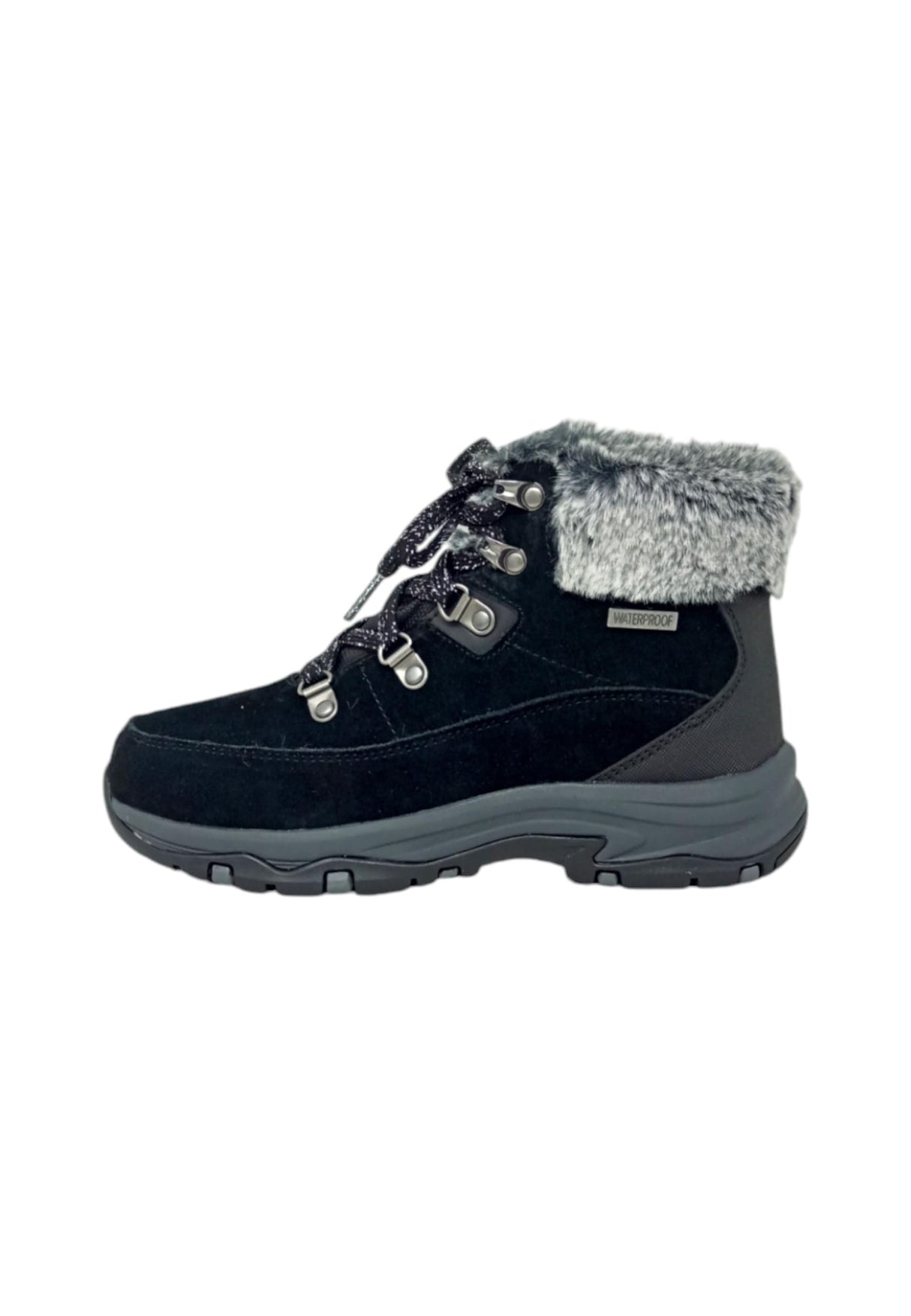Skechers Trego Snow Worries, Botas para Senderismo Mujer, Black Suede/Duraleather/Faux Fur, 39.5 EU