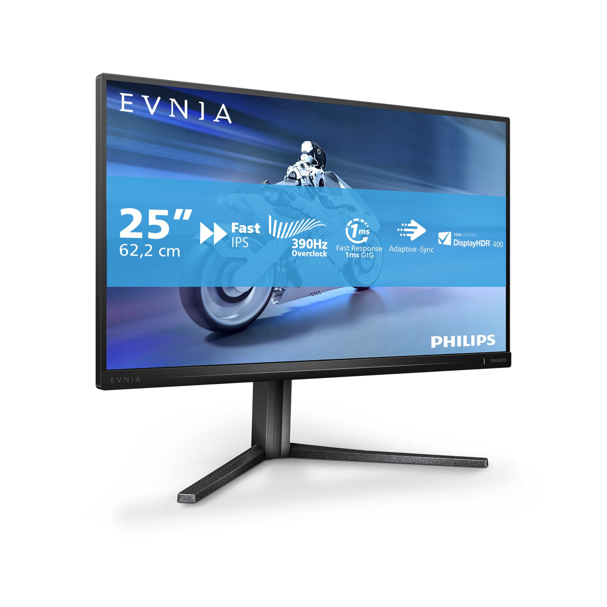 Philips 25M2N5200U Monitor 25 Pulgadas FHD, 360Hz / 390Hz, Fast IPS, 0.5 ms MPRT, Adaptive Sync., HDR400, FreeSync Premium, Altura Ajustable (1920x1080, 2X HDMI 2.0, 1x DP 1.4), Gris Oscuro