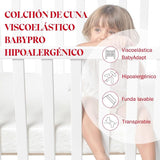 Pikolin Baby - Colchón Cuna 70 x 140 cm Viscoelástico BabyPro Altura 10cm – Hipoalergénico - Funda Extraíble y Lavable - Descanso Seguro y Transpirable