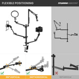 TARION Soporte Camara Mesa Brazo: Soporte para Camara de Escritorio Flexible Overhead Camera Mount Rig Fotografia con Brazo Articulado para Luz de Anillo Micrófono Video Titanrig(Conjunto de Mesa)