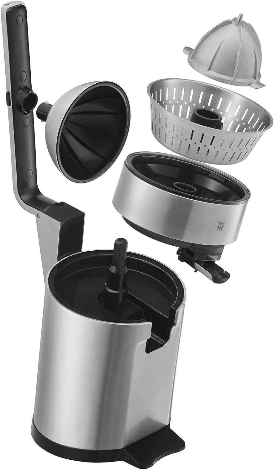 WMF Profi Plus - Exprimidor Eléctrico de Palanca, 1000 W,Ideal para Cítricos , Acero Inoxidable Cromargan, Exprimidor de Naranjas, Directo al Vaso, Apto Lavavajillas