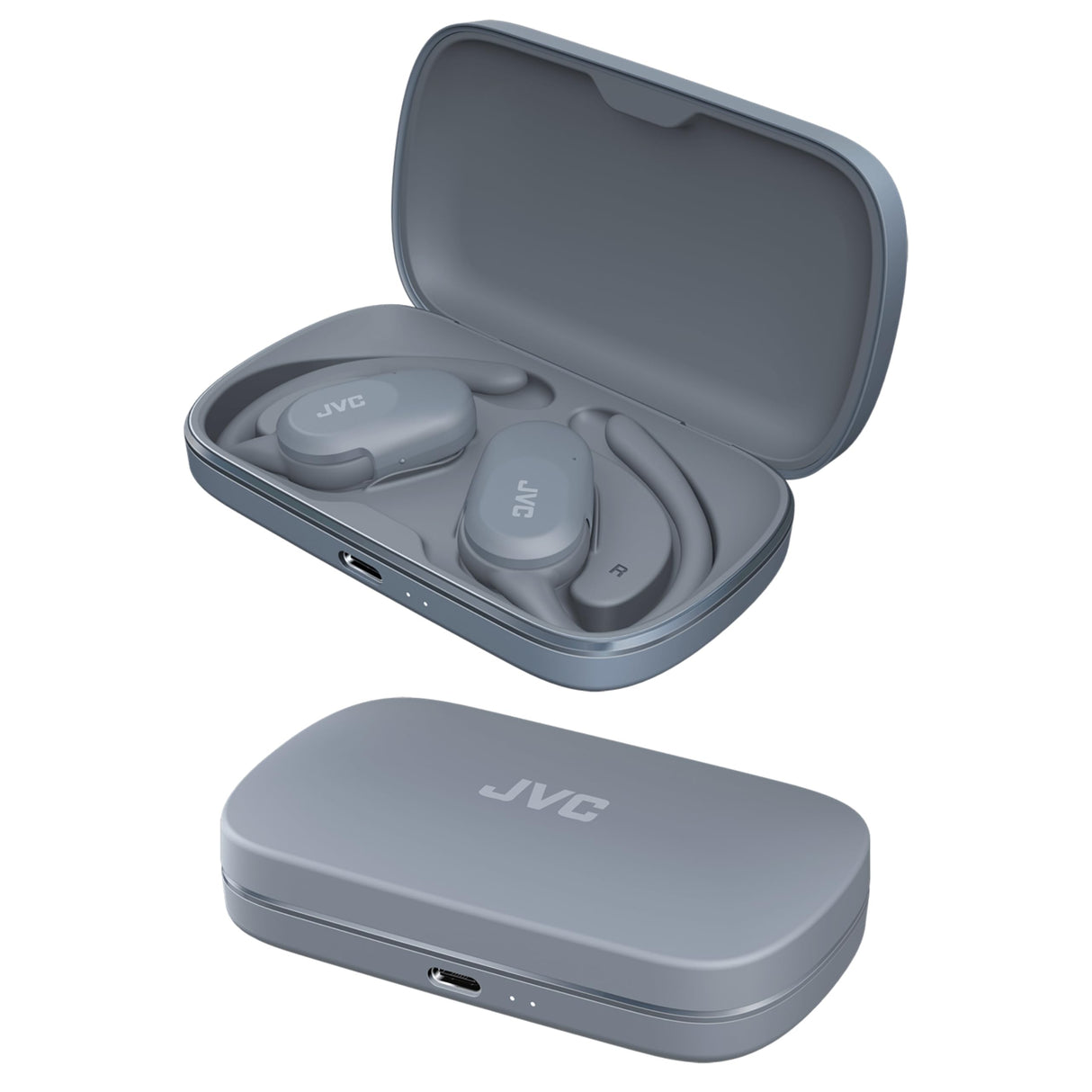 JVC Auriculares Inalámbricos Bluetooth | 26h Batería y Carga Rápida | Oreja Abierta | Ligeros y Resistentes a Salpicaduras | Deportivos | Control Táctil - HA-NP40T (Azul)