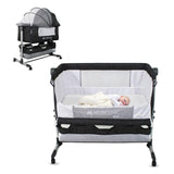 Mobiclinic®, Cuna 3 en 1, Night, Altura Ajustable, Colchón, Mosquitera, Ruedas 360º, Correas de Sujeción, Cesta de Almacenamiento, hasta 20 kg, Negro