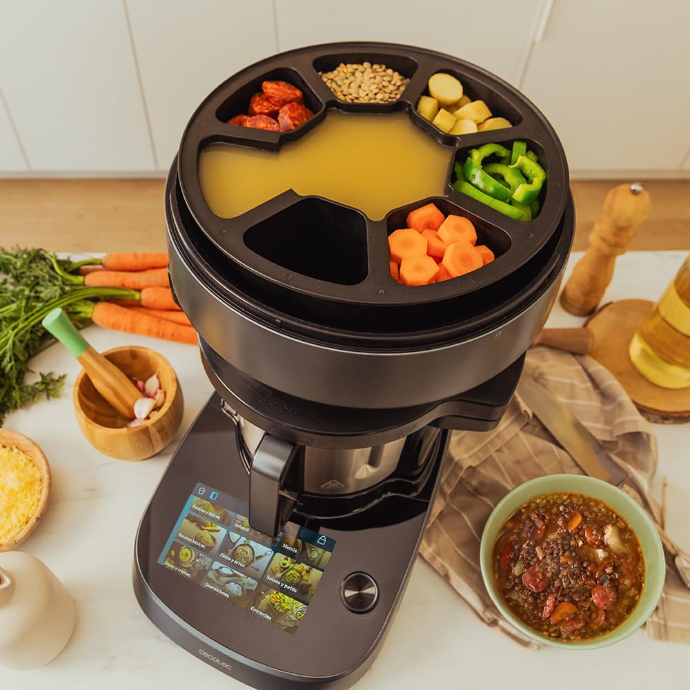 Cecotec Robot de Cocina Multifunción con Dispensador de Alimentos Mambo CooKing Total Gourmet. 2200W, 45 Funciones, Miles de Recetas Guiadas, Jarra Unique de 4,5L y Jarra Victory de 5L, Accesorios