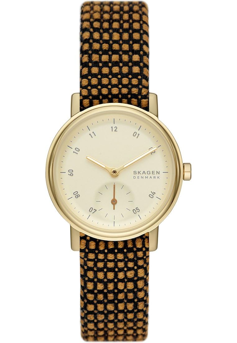 Skagen Kuppel Reloj para Mujer, Movimiento de Cuarzo con Correa de Acero o Piel, Naranja y Dorado, 32MM