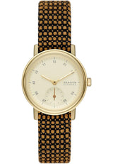 Skagen Kuppel Reloj para Mujer, Movimiento de Cuarzo con Correa de Acero o Piel, Naranja y Dorado, 32MM