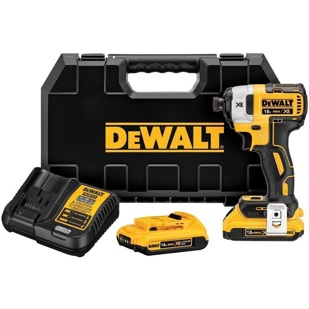 DEWALT DCF887D2-QW - Atornillador Impacto sin Escobillas XR 18 V, 2.0 Ah, 205 Nm, 3 Velocidades, Motor sin Escobillas, Luz LED Triple, Incluye 2 Baterías, Cargador Multivoltaje y Maletín de Transporte