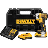DEWALT DCF887D2-QW - Atornillador Impacto sin Escobillas XR 18 V, 2.0 Ah, 205 Nm, 3 Velocidades, Motor sin Escobillas, Luz LED Triple, Incluye 2 Baterías, Cargador Multivoltaje y Maletín de Transporte