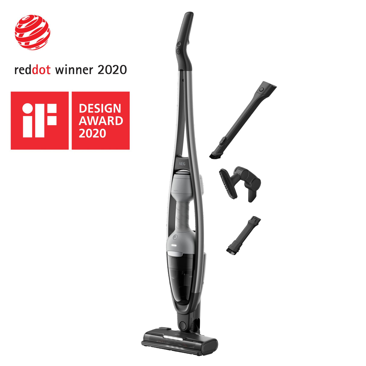 AEG AS62CB25UG Clean 6000 Aspiradora Sin Cable, 25,2 V, Autonomía de 55 min, Tecnología Brushrollclean, Carga en 4,5 h, Depósito de 0,35 L, Tecnología Cyclonic, 3 Accesorios, Gris