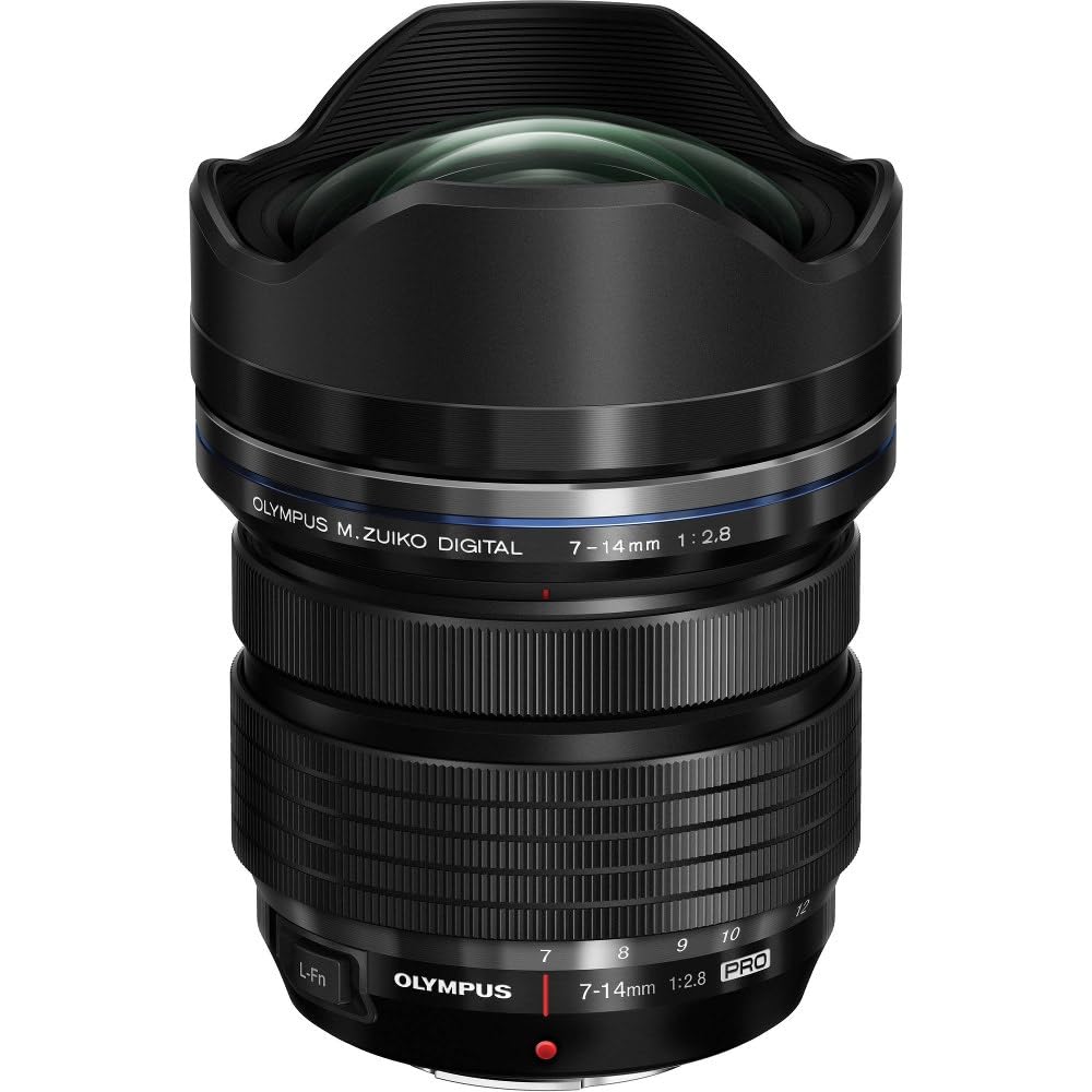 Olympus Objetivo M.Zuiko Digital ED 7-14 mm F2.8 Pro, Zoom Gran Angular, Apto para Todas Las cámaras MFT (Modelos Olympus OM-D & Pen, Serie G de Panasonic), Negro