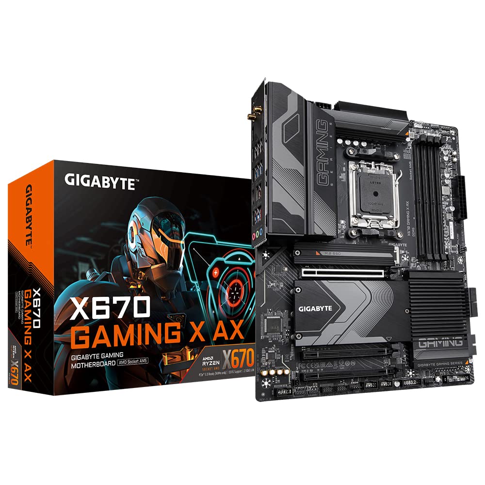 GIGABYTE X670 GAMING X AX Placa base - Compatible con AMD Ryzen 9000 Series CPUs, 16+2+2 Phases Digital VRM, up to 8000MHz DDR5 (OC), 1xPCIe 5.0 + 3xPCIe 4.0 M.2, Wi-Fi 6E, 2.5GbE LAN, USB 3.2 Gen 2x2