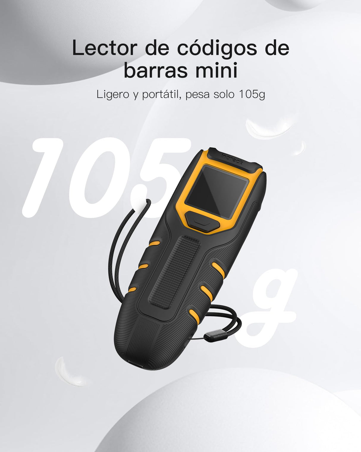 Inateck Escáner de Códigos de Barras Bluetooth, Escáner QR Code 1D 2D Kabellos 2.4GHz, Escáner de Códigos de Barras Portátil Inalámbrico con Pantalla, Escáner Manual con App y SDK, BCST-47