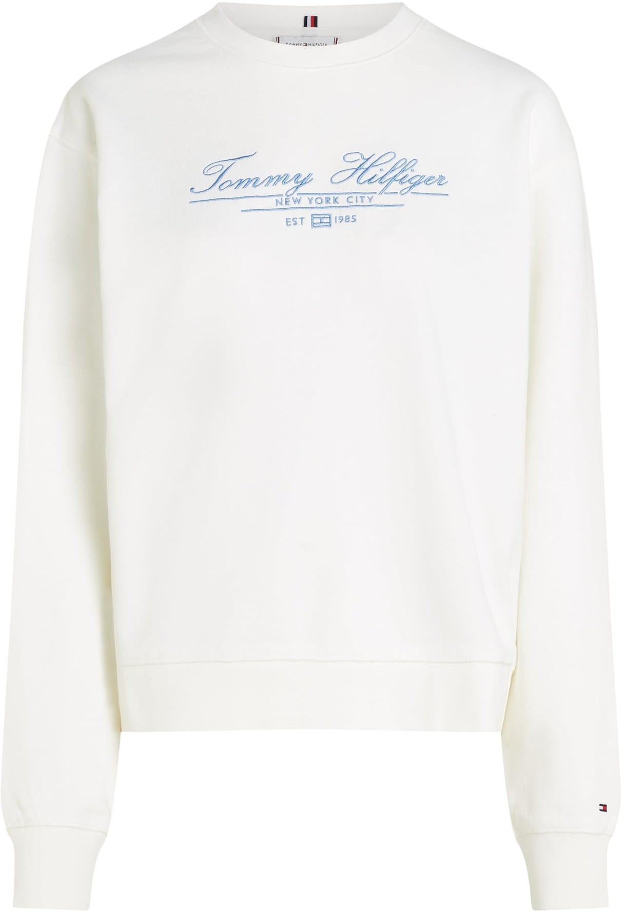 Tommy Hilfiger Sudadera Mujer Script de algodón, Blanco (Ecru), S