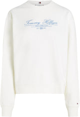 Tommy Hilfiger Sudadera Mujer Script de algodón, Blanco (Ecru), S