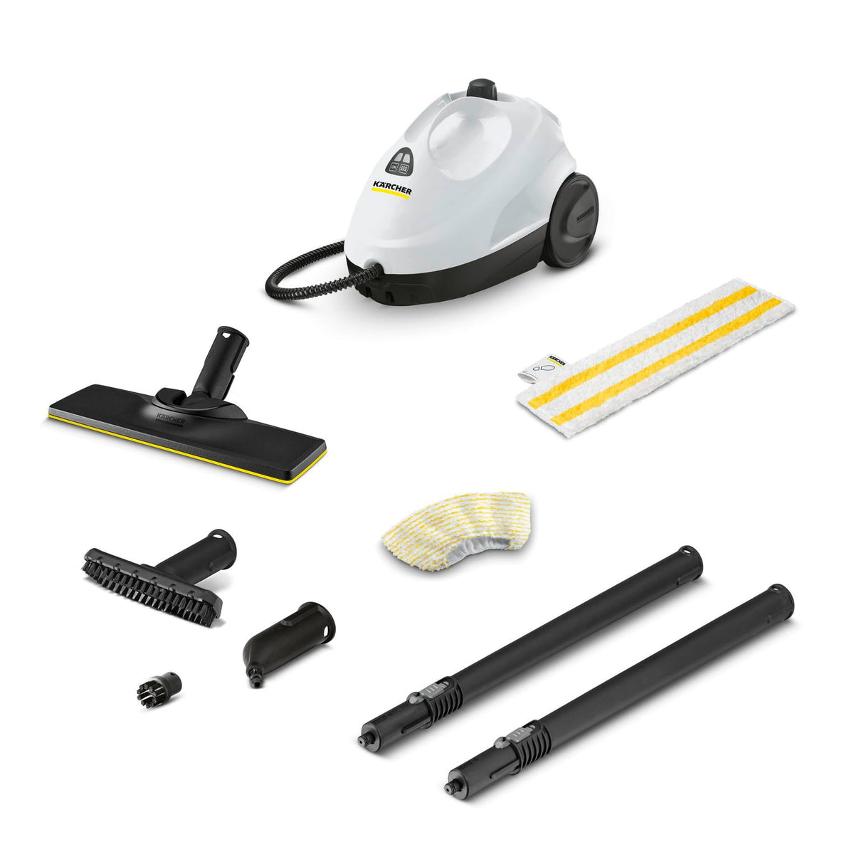 Kärcher Limpiadora de vapor SC 2 EasyFix, Presión 3,2 bar, calentamiento 6,5 min, potencia 1500 W, rendimiento 75 m², capacidad 1 l, con set EasyFix, boquillas y funda de microfibra, Blanco