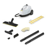 Kärcher Limpiadora de vapor SC 2 EasyFix, Presión 3,2 bar, calentamiento 6,5 min, potencia 1500 W, rendimiento 75 m², capacidad 1 l, con set EasyFix, boquillas y funda de microfibra, Blanco