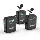 SYNCO Micrófono Solapa Inalámbrico Dual, G2 A2 Micro Corbata Wireless 2.4Ghz 200m Transmisión Compatible para Cámara DSLR Videocámaras Móviles y Tabletas, Corbata-Microfono-Solapa-Inalambrico-Sistema
