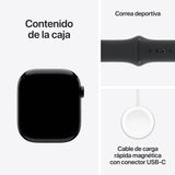 Apple Watch Series 10 GPS Smartwatch con Caja de Aluminio Negro Brillante de 46 mm y Correa Deportiva Negro - Talla M/L. Monitor de entreno, App ECG, Pantalla Retina Siempre Activa