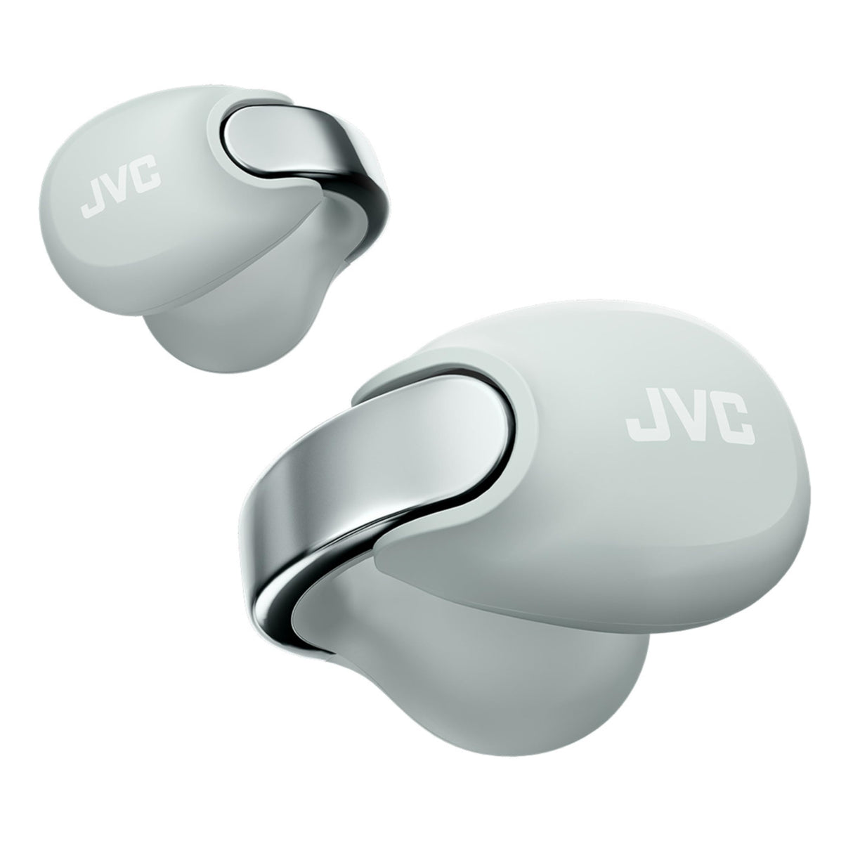 JVC Auriculares Inalámbricos Bluetooth | 24h de Batería y Carga Rápida | Oido Abierto | Ligeros y Resistentes al Agua | Ideales para el Deporte con IPX4 y Control Táctil - HA-NP1T Gris