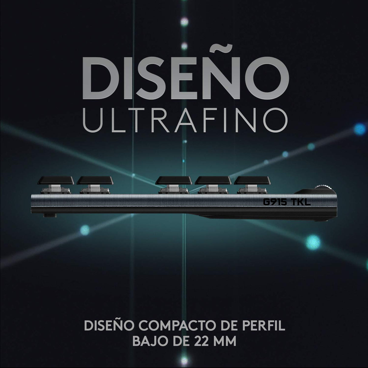 Logitech G915 LIGHTSPEED TKL Teclado Gaming Mecánico Inalámbrico con teclas GL-Táctil de bajo perfil, LIGHTSYNC RGB, Diseño ultra delgado, 40 Horas duración de Batería, Disposición QWERTY ES - Negro