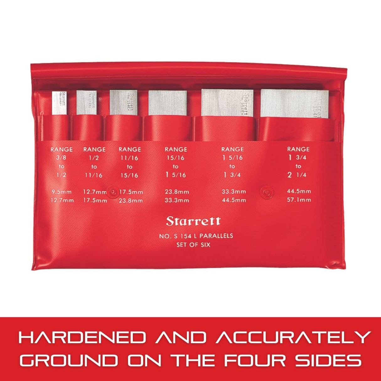 Starrett S384-3ZZ- Juego de paralelos de acero de 1,27 cm de grosor, longitud de 15,24 cm, 5 pares