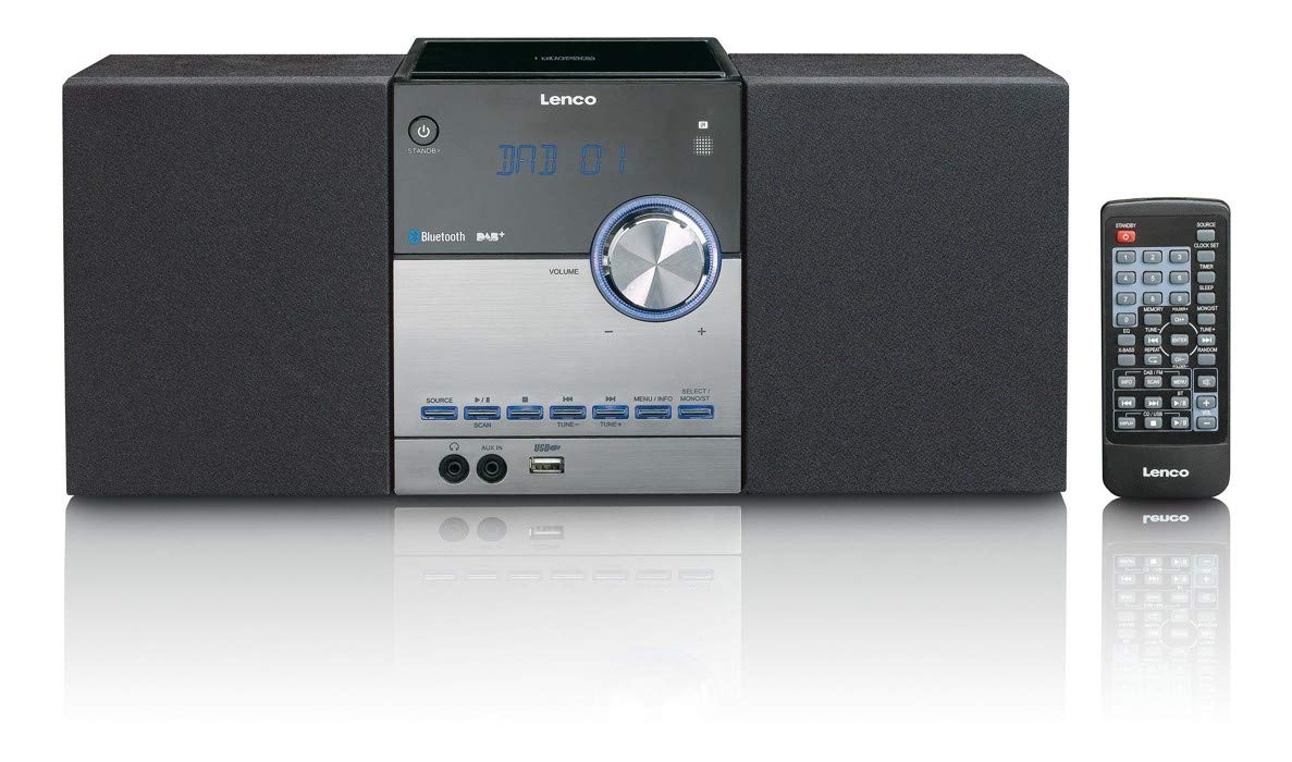 Lenco MC-150 Analógico y Digital 22W Negro, Plata Portable Stereo System - Radio CD (Analógico y Digital, Dab,Dab+,FM,PLL, 87,5-108 MHz, CD