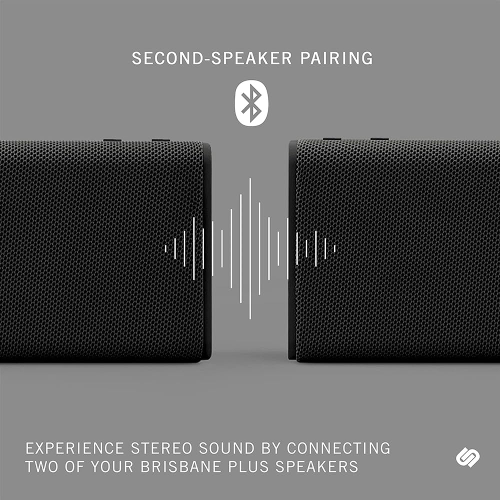 Urbanista Brisbane Plus Altavoz Bluetooth 5.3, Altavoz Portátil con Emparejamiento de Sistema para Reproducción Estéreo, Reproducción de 60 Horas, Resistencia IPX5, Carga USB C, Negro Medianoche