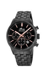 LOTUS Reloj Hombre 18668/2 Chrono Caja de Acero Inoxidable 316l Negro Correa de Acero Inoxidable 316l Negro