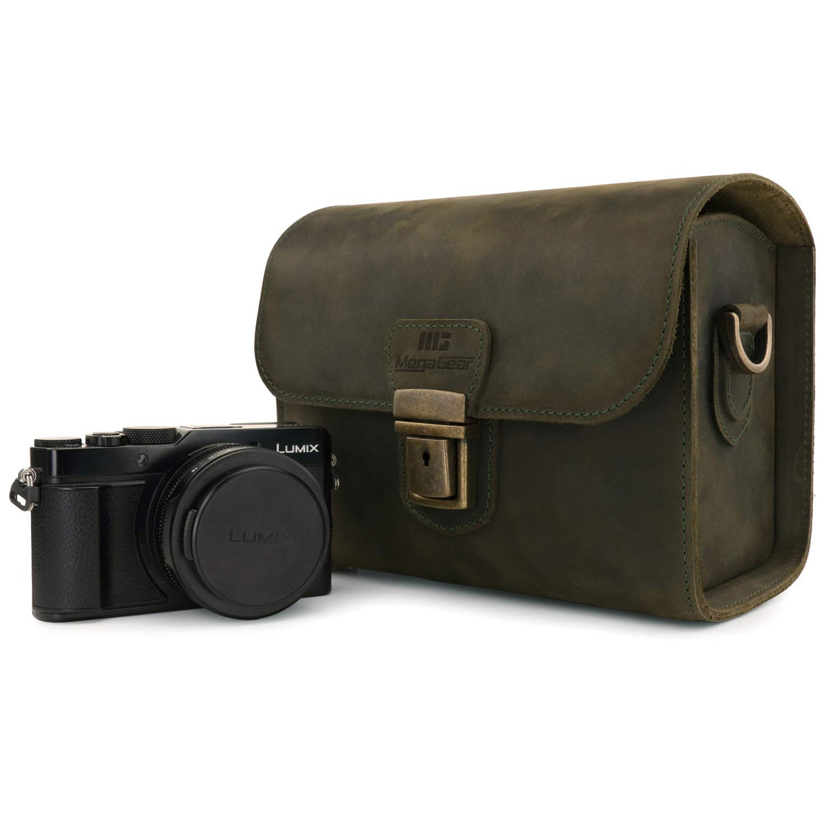 MegaGear Pebble MG1723 - Bolso Bandolera de Piel para cámaras réflex Digitales y sin Espejo, Color Verde