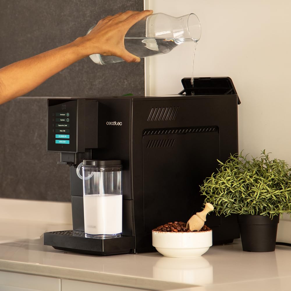 Cecotec Cafetera Superautomática Cremmaet Compactccino. 1350 W, Thermoblock, Bomba de Presión de 19bars, Sistema Plug&Play, Depósito de Café con Molinillo Integrado, Limpieza Automática