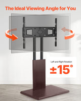 VEVOR Soporte de TV de Escritorio para Televisores de 812,8-1778 mm de hasta 45 kg, Rotación de 15° a la Izquierda y a la Derecha, Soporte de TV con Altura Ajustable y Estante para Sala de Estar