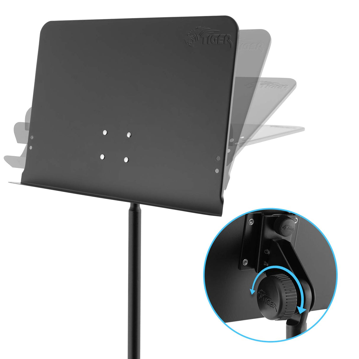 Tiger MUS14-BG Atril Telescópico Orquestal con Funda – Resistente y Ajustable para Músicos