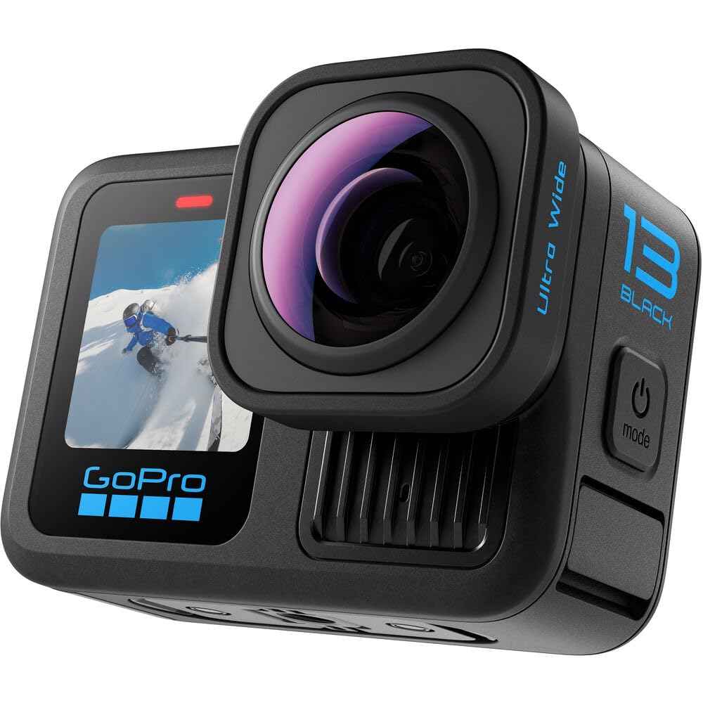 GoPro HERO13 Black Ultra Wide Edition: cámara de acción Impermeable con Video 5.3K60, Fotos de 27 MP, Campo de visión (FOV) Mejorado de 177 Grados y compatibilidad con Lentes de la Serie HB