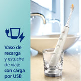 Philips Sonicare DiamondClean Smart 9400, cepillo dental eléctrico, con aplicación, sensor de presión, detección de cabezal de cepillado, blanco, modelo HX9917/88, Blanco, 2 Cabezales
