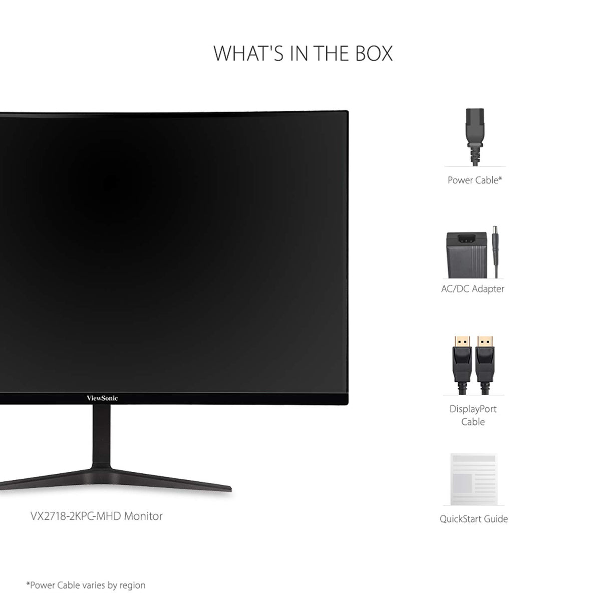 ViewSonic Monitor curvo VX2718-2KPC-MHD de 27», 2K, panel VA, 165 Hz, MPRT de 1 ms, sincronización adaptativa, 2 HDMI, DisplayPort, altavoces